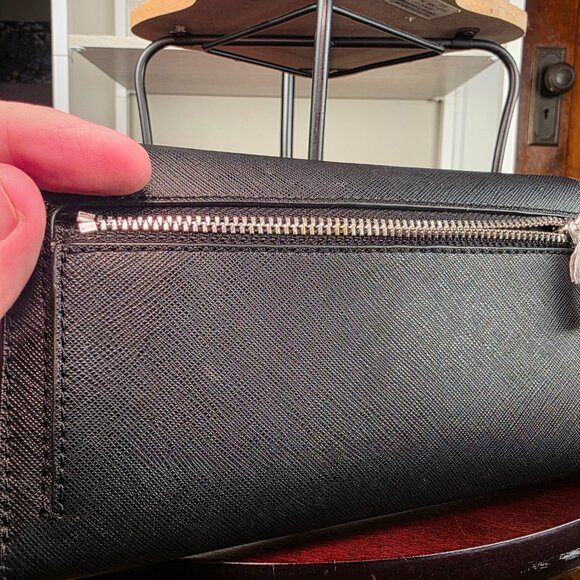 Michael Kors Womens Jet Set Travel Large Trifold Leather Wallet, Black - Picture 7 of 17